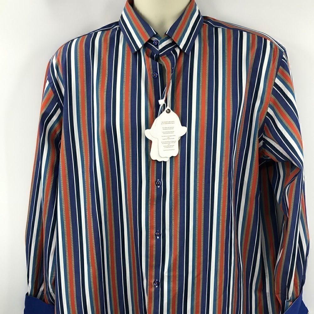 New Visconti limited edition fabric blue orange striped shirt